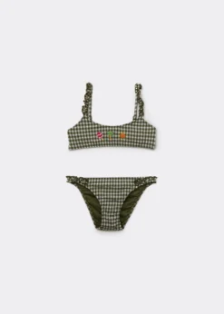 Costume Due Pezzi Bambina Green Vichy