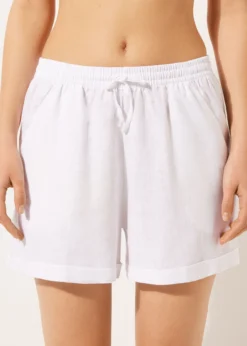 Pantaloncini Corti in Lino e Viscosa