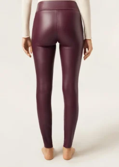 Pantaloni Leggings Effetto Pelle Termici