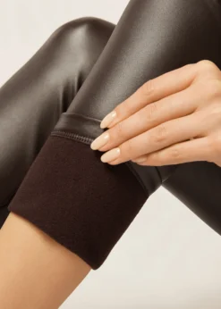 Pantaloni Leggings Effetto Pelle Termici