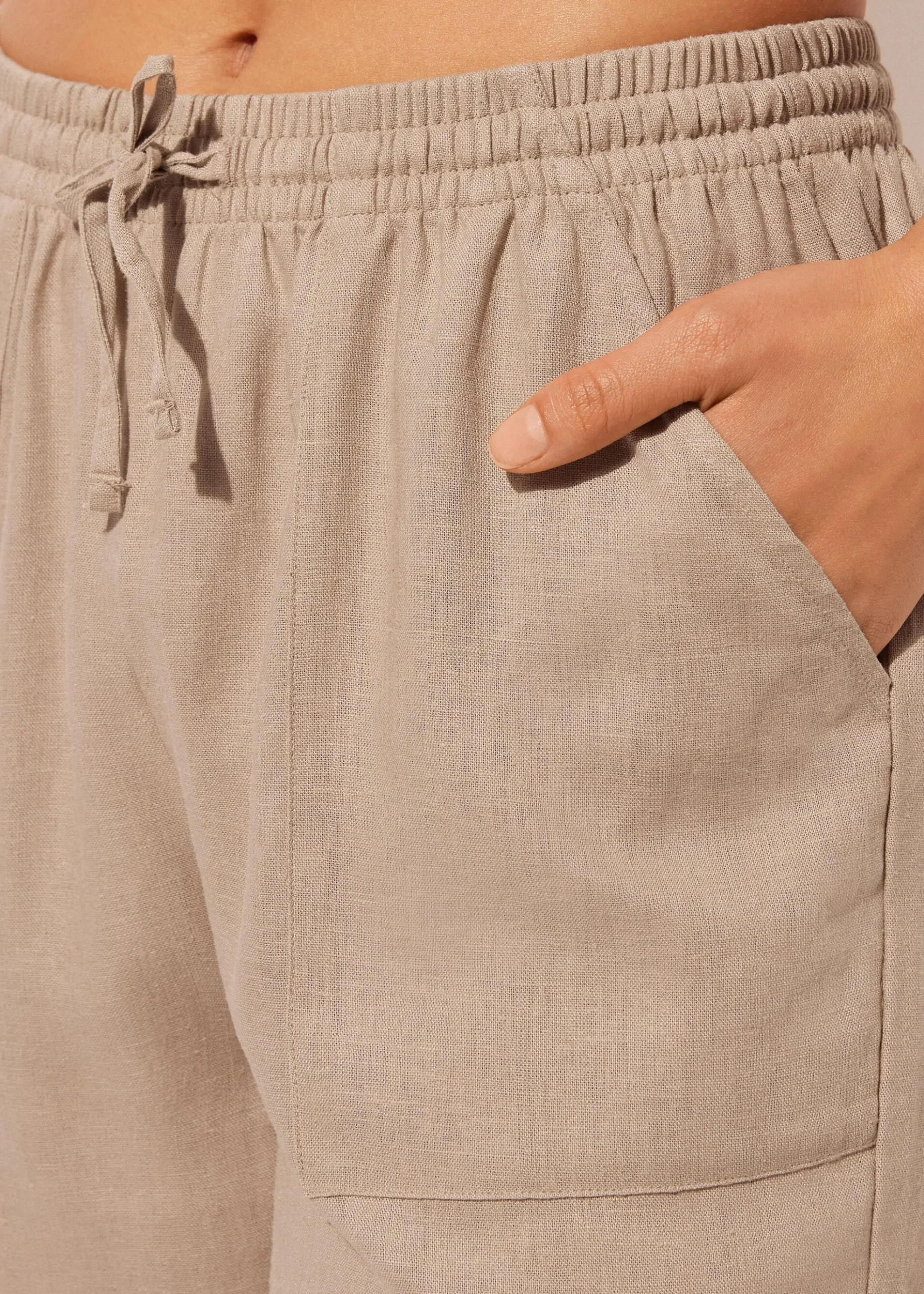 Pantaloni Lunghi Lino e Viscosa